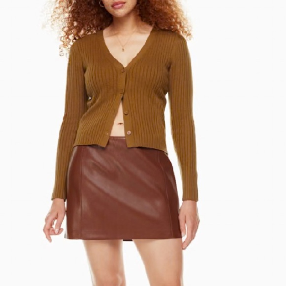 Aritzia Wilfred Manila wool cardigan size medium minimalist V-neck